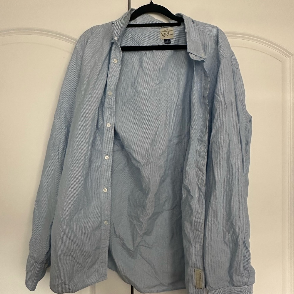 J.Crew Blue Striped Slim Long Sleeve Button Down